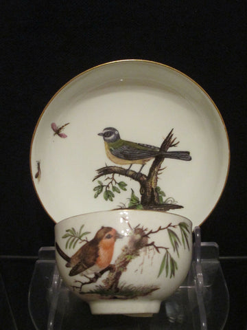 Tasse &amp; Soucoupe Ornithologique En Porcelaine De Meissen 1740 (2)