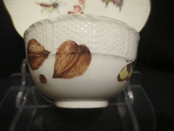 Bol à thé et soucoupe Fruits &amp; Bugs en porcelaine de Meissen 1740