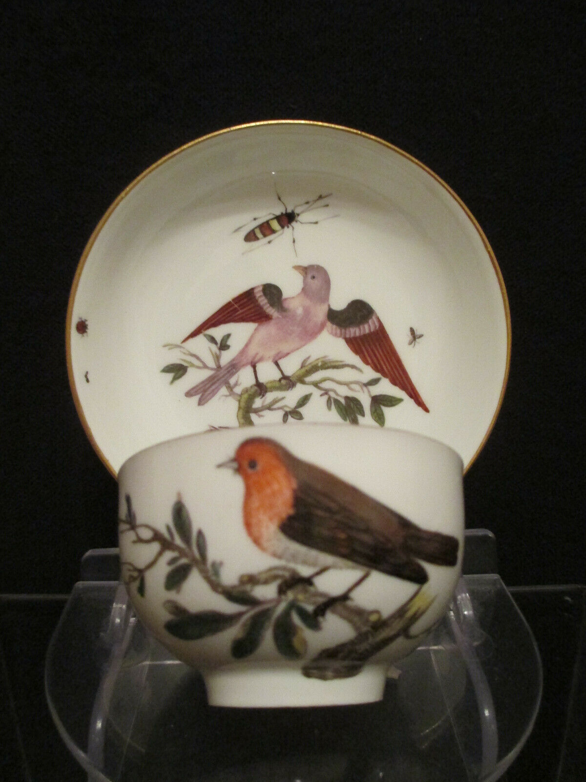 Tasse &amp; Soucoupe Ornithologique En Porcelaine De Meissen 1740 (1)