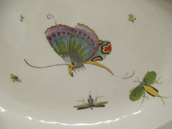 Meissen Grand Plat Ovale Aux Papillons Et Insectes Circa 1735 