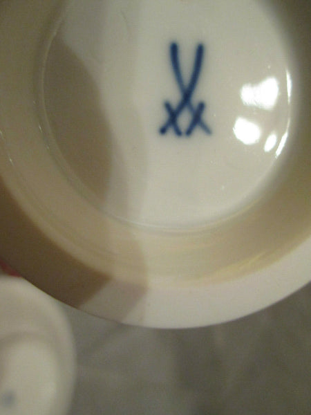 Meissen Porcelain Cobalt Floral Coffee Cup & Saucer with Swan Neck