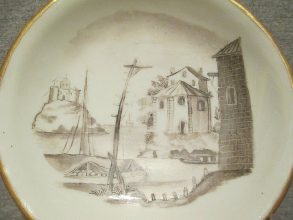 Porcelaine Du Paquier, Bol à Thé Et Soucoupe Schwarzlot 1730 