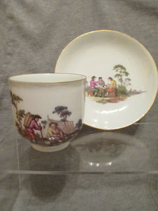 Meissen Porcelain  Tenniers Scene Cup & Saucer 1st Class 1740's (No 2)