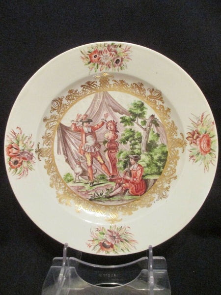 Meissen Hausmaler Plate with Theatrical Scene 1735