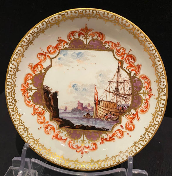 Meissen Kauffahrtei Scène Soucoupe 1735 