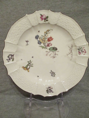 Meissen Porcelain Woodcut Floral Dinner Plate 1740's (2)