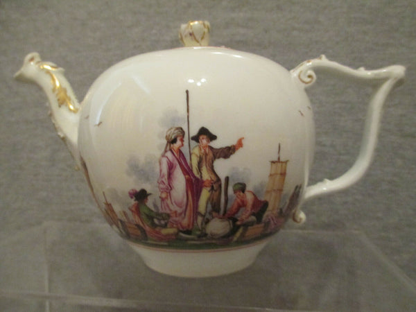 Théière Scène Kauffahrtei Continue En Porcelaine De Meissen 1735