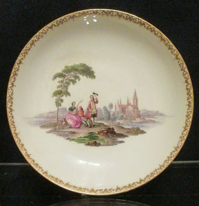 Soucoupe Scénique En Porcelaine De Meissen Puce Ground 1740