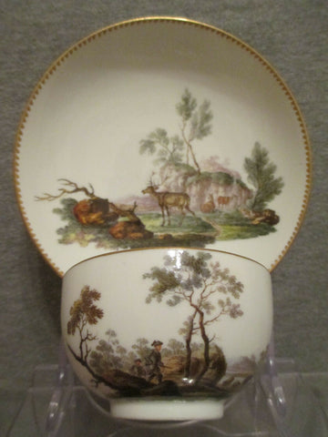 Tasse Et Soucoupe Scène De Chasse En Porcelaine De Meissen 18ème (2 sur 2) 