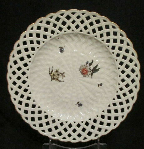 Assiette Percée Florale En Porcelaine De Meissen Gravure Sur Bois 1740 
