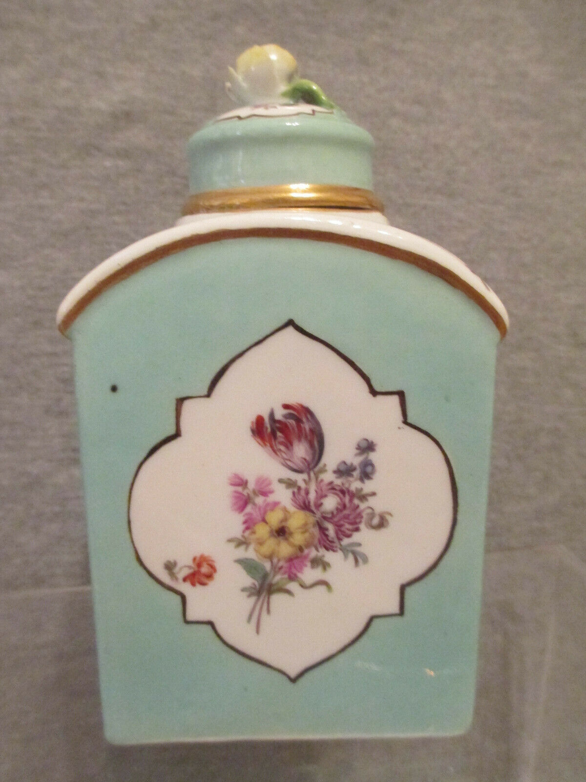 Meissen Porcelain Floral Turquoise Ground Tea Caddy 1740