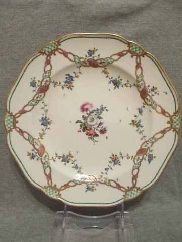 Assiette à dîner en porcelaine de Vienne avec guirlande florale 18ème siècle 
