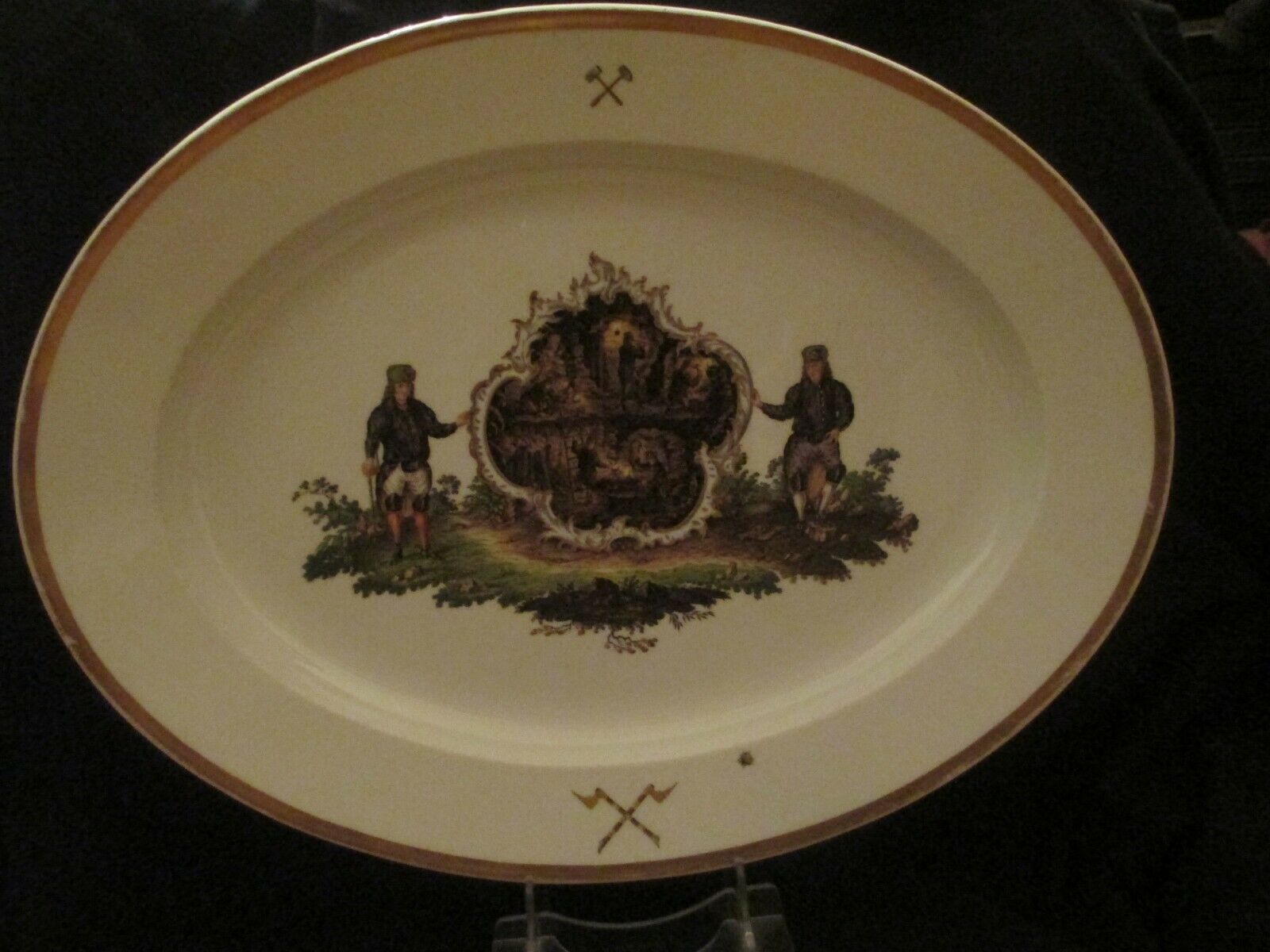 Grand Plateau Des Mineurs En Porcelaine De Meissen Très Rare 18ème