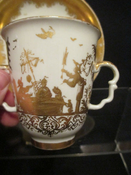 Meissen Porcelain Botteger Chinoiserie Beaker and Saucer 1725