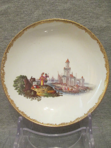 Meissen Porcelain Kauffahrtei Scene with Turks Saucer, 1763-74 Academic Period.