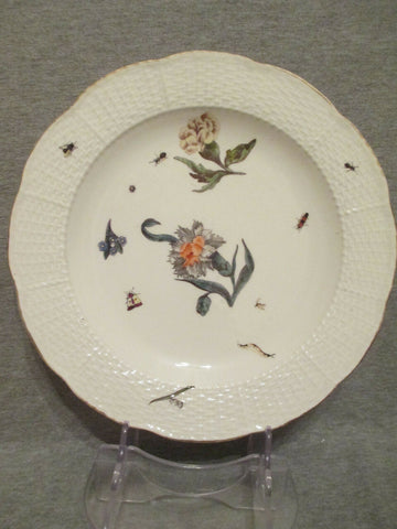 Assiette plate en porcelaine de Meissen avec insectes et fleurs Klinger 1740 (3) 