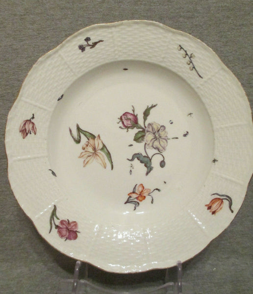 Meissen Porcelain Soup Plate with Woodcut Flowers 1740  (1)