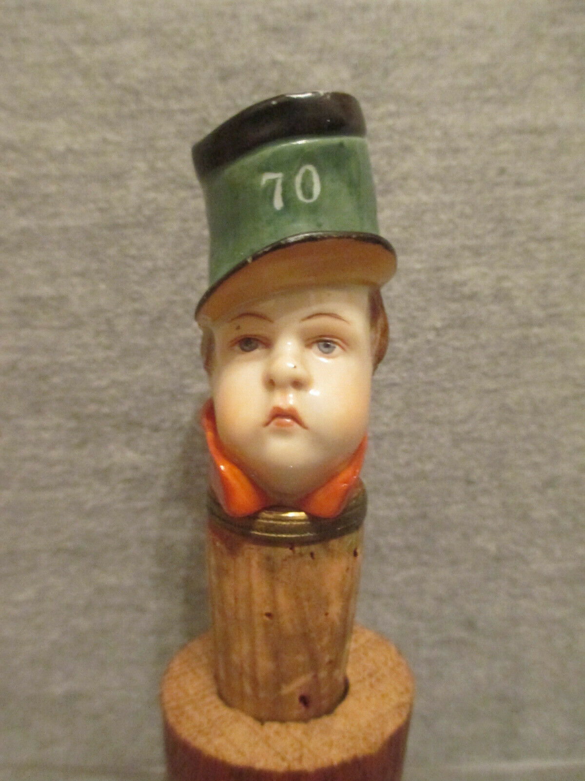 Meissen Porcelain Flaschenkorken / Bottle Stopper of a Boy in Uniform 19th C