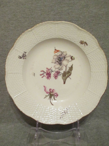 Meissen Porcelain Soup Plate with Woodcut Flowers 1740  (2)