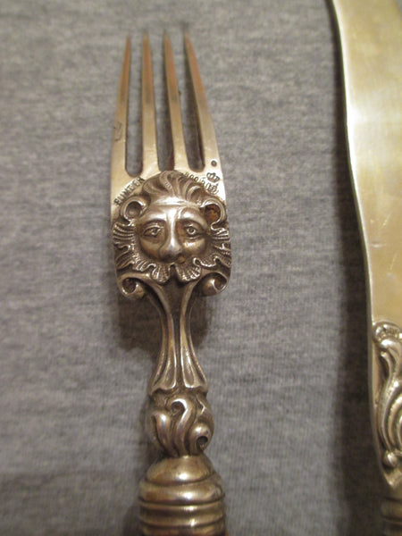 Meissen Porcelain & Silver Fork & Knife Set ( No 1) 19th C