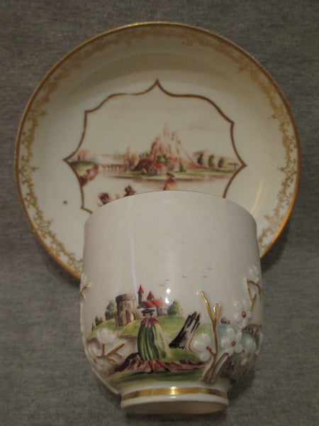 Meissen Hausmaler cup and saucer, c.1740.