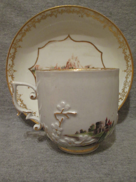 Meissen Hausmaler cup and saucer, c.1740.