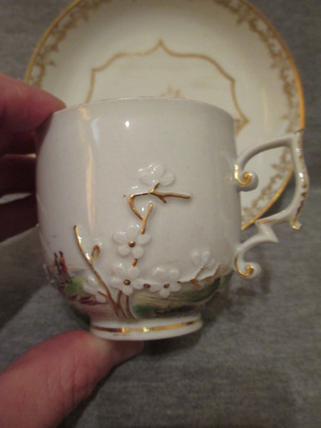 Meissen Hausmaler cup and saucer, c.1740.