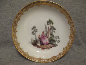 Meissen Untertasse mit balzendem Paar, 1740er Jahre (Nr. 1)