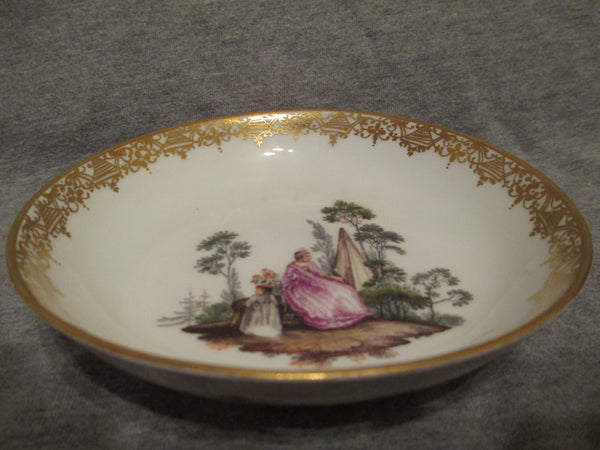 Meissen Untertasse mit balzendem Paar, 1740er Jahre (Nr. 1)