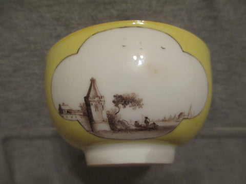 Meissen Yellow Scenic Tea Bowl 1735