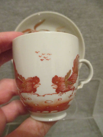 Tasse à café et soucoupe en porcelaine Doccia avec coq de combat, 1770-80 (n° 4)