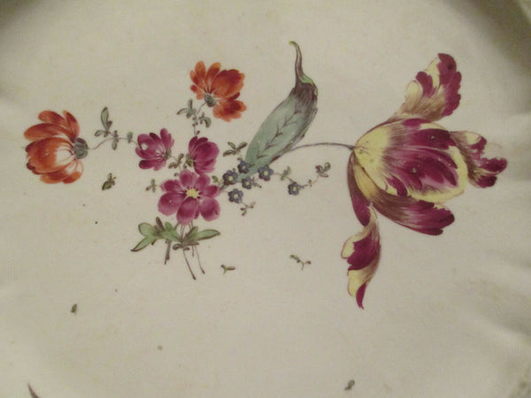 Höchst porcelain Floral Moulded Dinner Plate Red Wheel Mark