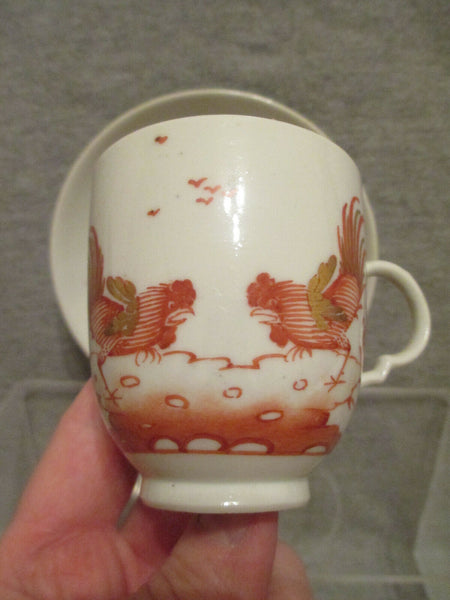 Doccia Porcelain Coffee Cup and Saucer with Fighting Cock, 1770-80 (No 2)
