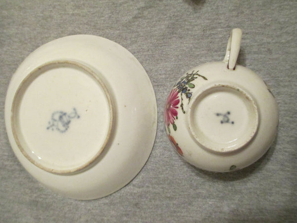 Ludwigsburg Porcelain Floral Moulded Cup & Saucer 18th Century