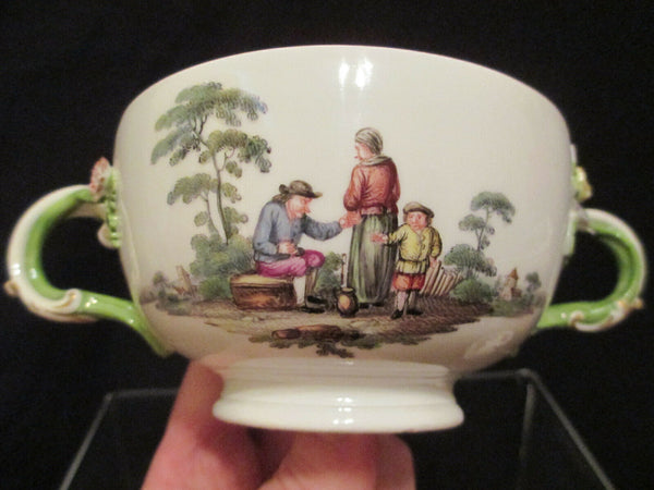 Meissen Porcelaine Ecuelle aux Scènes Tennier 1740. 