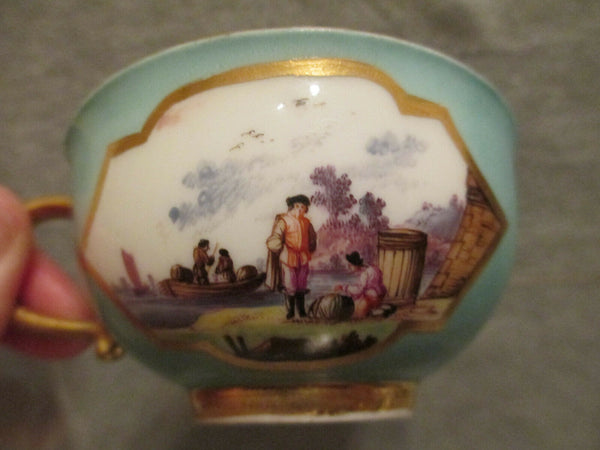 Tasse à thé et soucoupe Kauffahrtei en porcelaine de Meissen. 1730 (n°1)