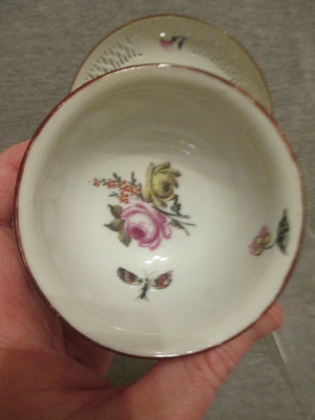 London-decorated Chinese porcelain double-walled teabowl and saucer 1765