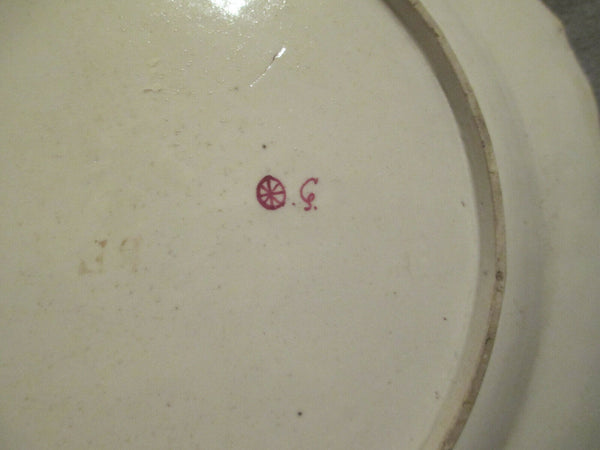 Höchst porcelain Floral Moulded Dinner Plate Red Wheel Mark