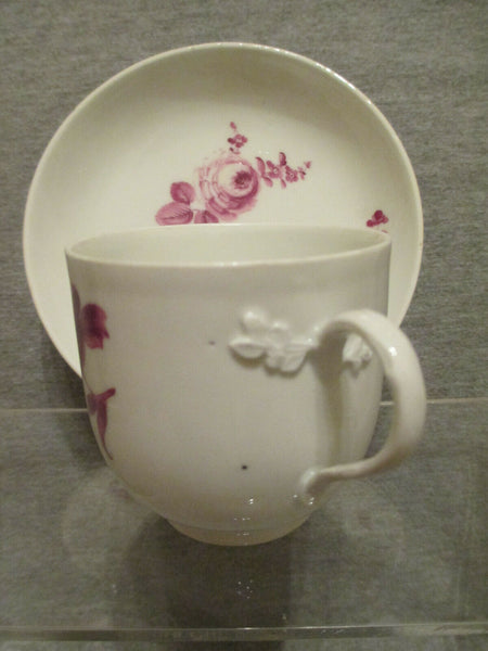 Meissen Puce Floral Cup & Saucer. (1)