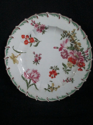 Chelsea Porcelain Red Anchor Floral Dinner Plate 1752 - 1756