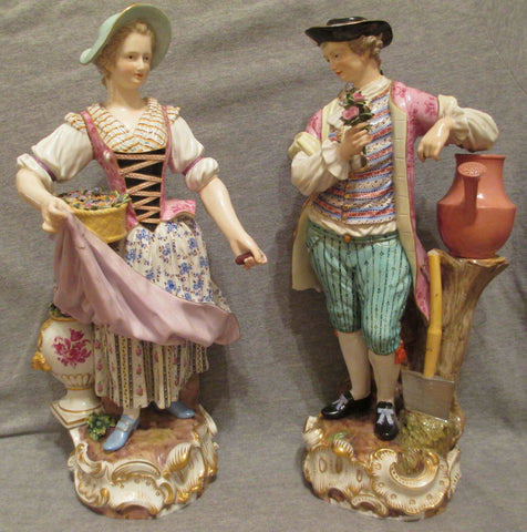 Meissen Large Man & Woman Gardners, 19th C