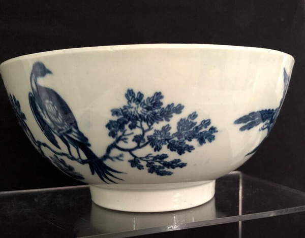 Worcester Porcelain Dr Wall " Birds in Branches" Slop Bowl circa 1770-85