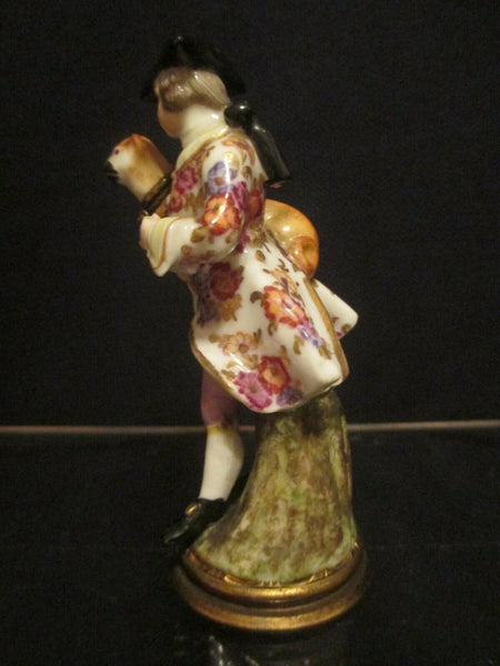 Flacon à Parfum en Porcelaine de Meissen d'un Dandy et d'un Chien 19ème