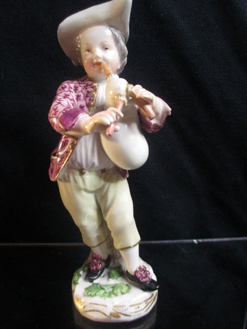 Meissen Porcelain Figure of a Bagpipe Player 18th C