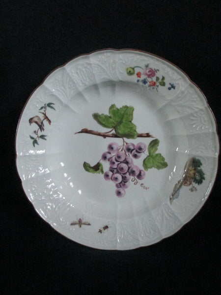 Meissen Porcelain Floral Moulded Soup Plate with Grapes 1740