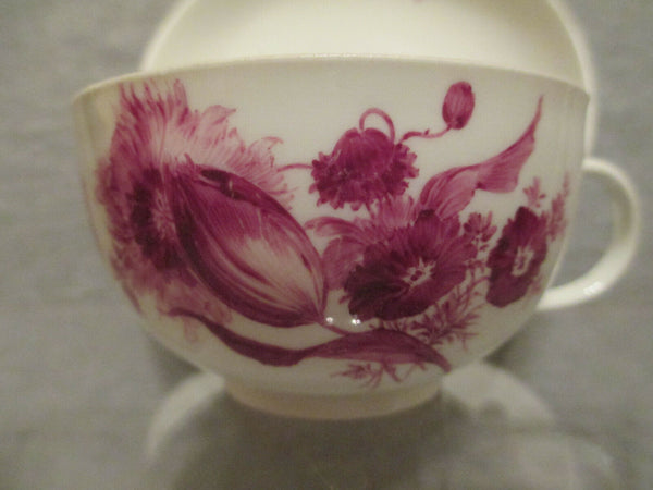 Meissen Puce Floral Cup &amp; Soucoupe.1700's (2)