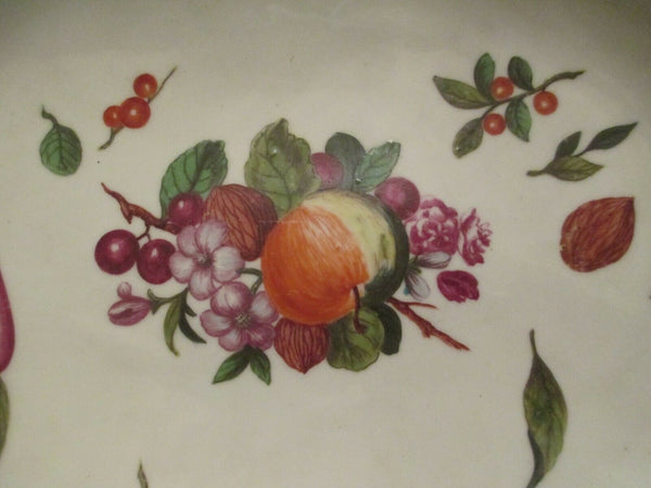Ovaler Teller mit rotem Anker aus Chelsea-Porzellan mit Obst und Gemüse, 1752-56 