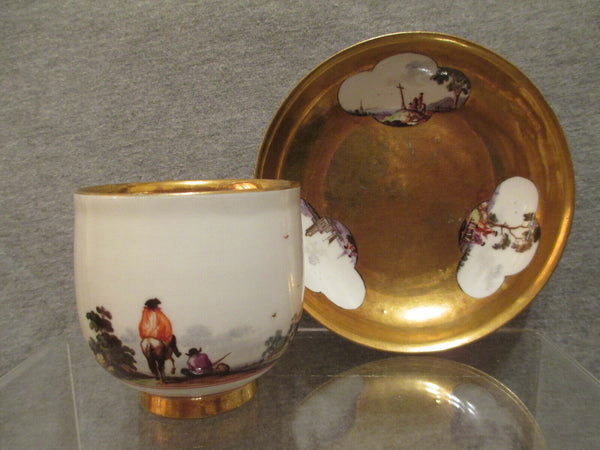 Meissen Continuous Scene, Cup & Saucer, Early 1700's