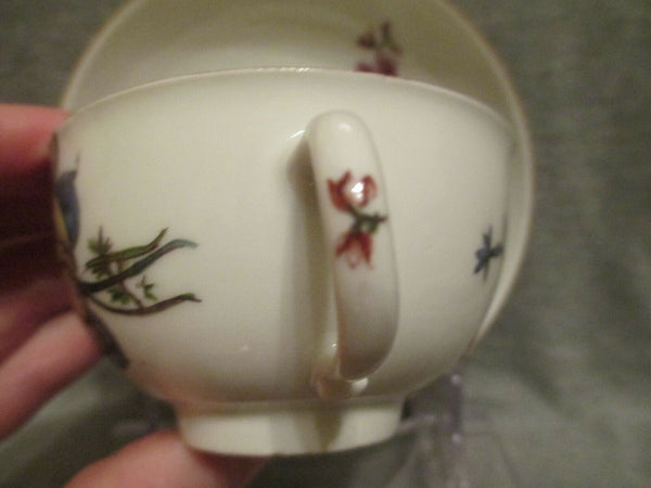 Tasse à fleurs et soucoupe en porcelaine de Meissen gravée sur bois 1ère classe, 1740