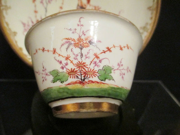 Bol à thé et soucoupe en porcelaine de Meissen Danhoeffer Hausmalerei 1720